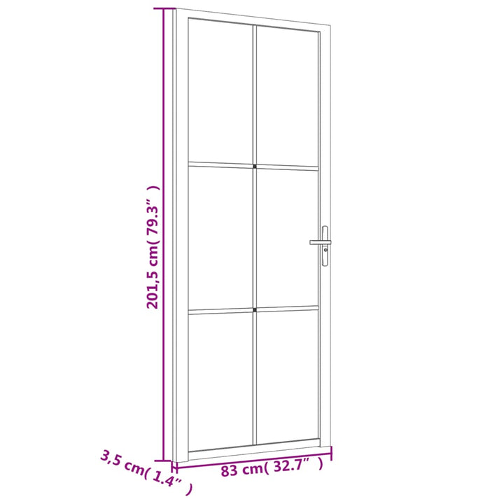 dør 83x201,5 cm mat glas og aluminium hvid