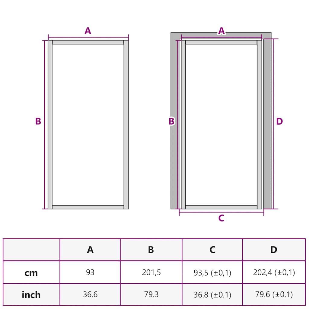 dør 93x201,5 cm sikkerhedsglas og aluminium hvid