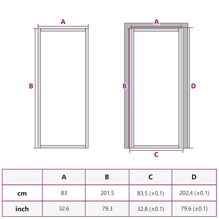 dør 83x201,5 cm sikkerhedsglas og aluminium hvid