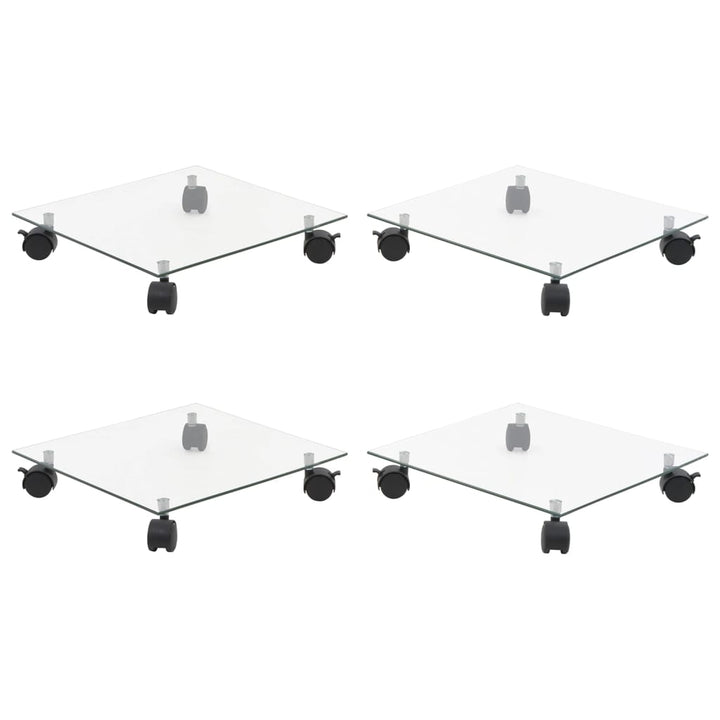plantevogne 4 stk. 35x35 cm firkantet hærdet glas