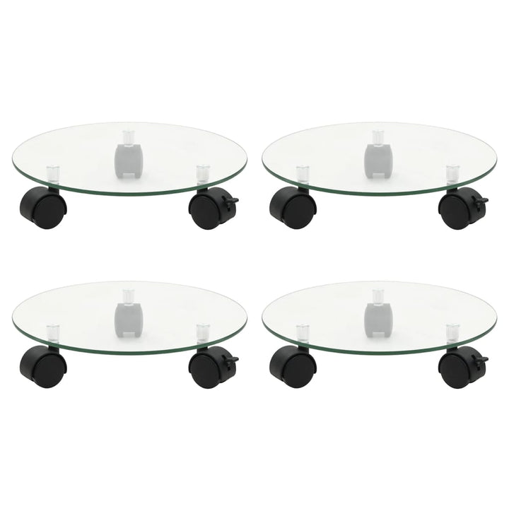 plantevogne 4 stk. 28 cm rund hærdet glas