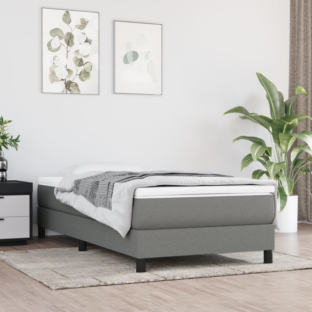 kontinentalseng med madras 100x200 cm stof mørkegrå