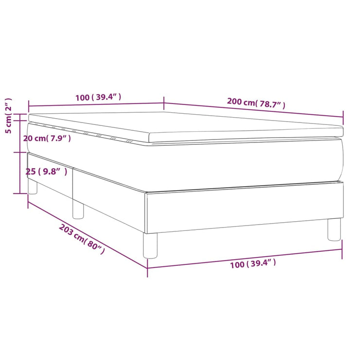 kontinentalseng med madras 100x200 cm stof cremefarvet