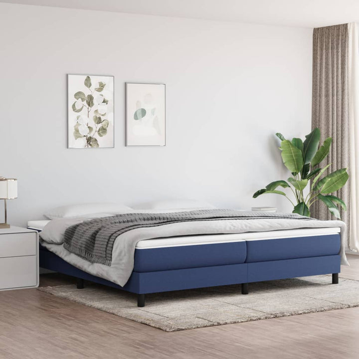 kontinentalseng med madras 200x200 cm stof blå
