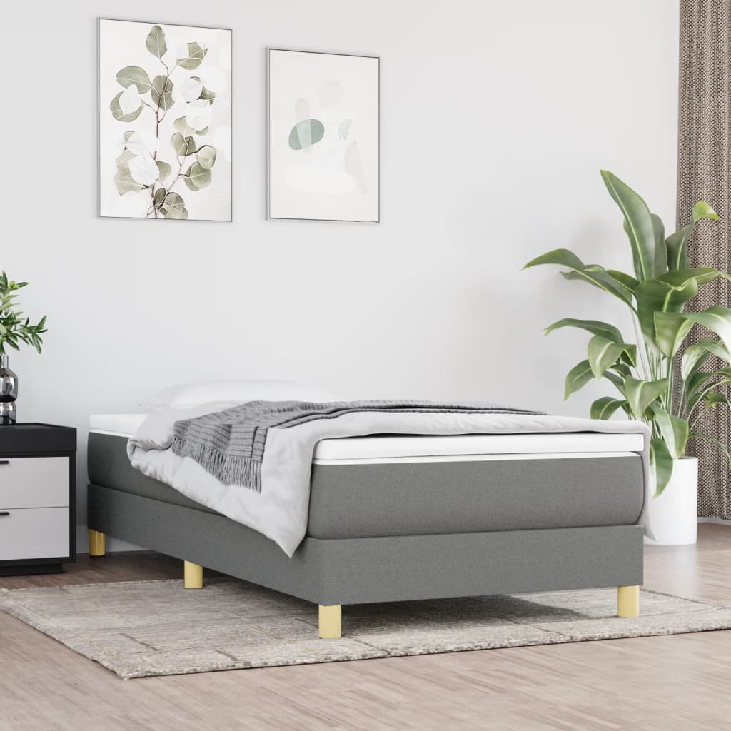 kontinentalseng med madras 90x190 cm stof mørkegrå