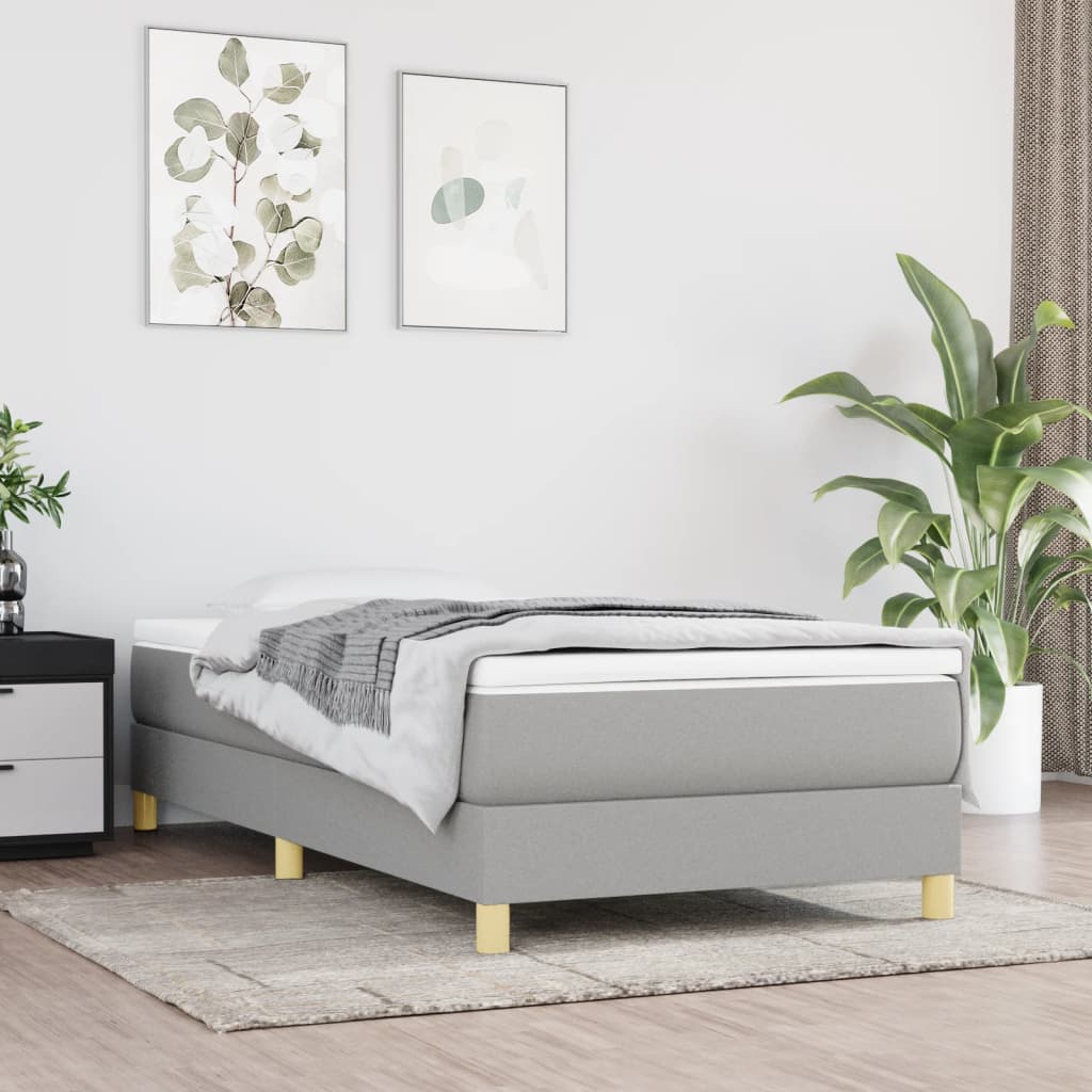 kontinentalseng med madras 100x200 cm stof lysegrå
