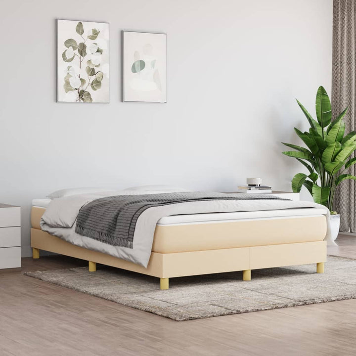 kontinentalseng med madras 140x190 cm stof cremefarvet