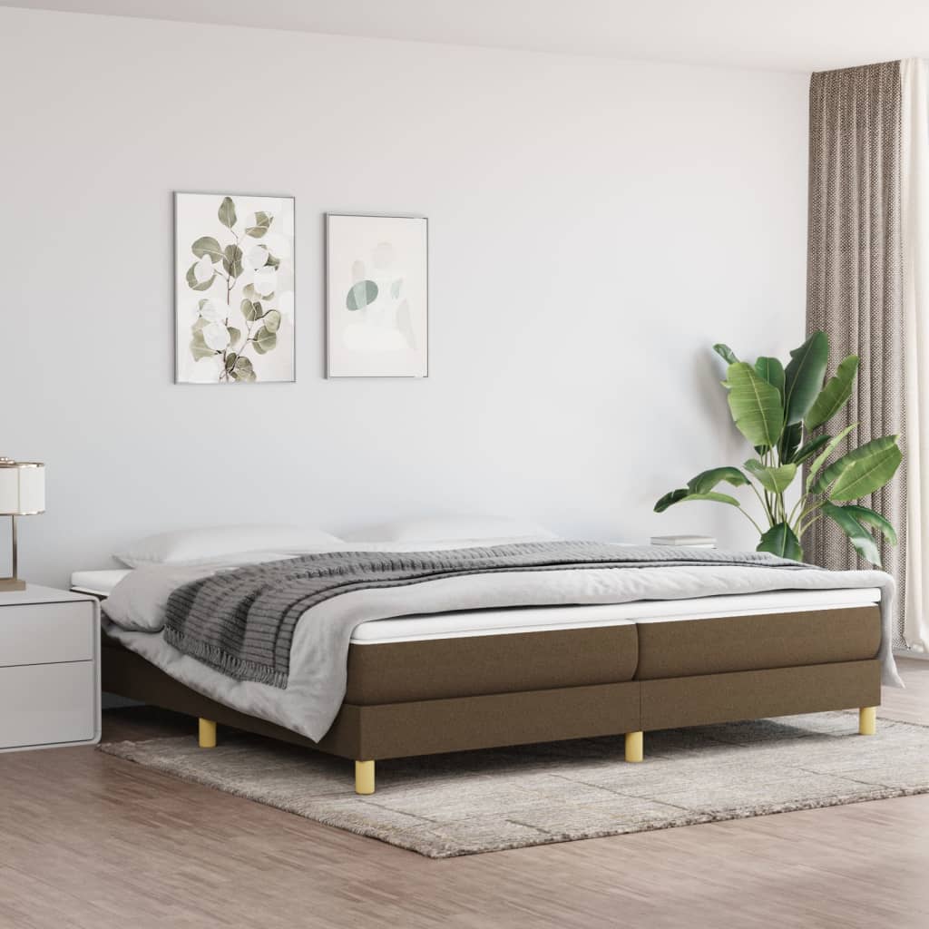 kontinentalseng med madras 200x200 cm stof mørkebrun