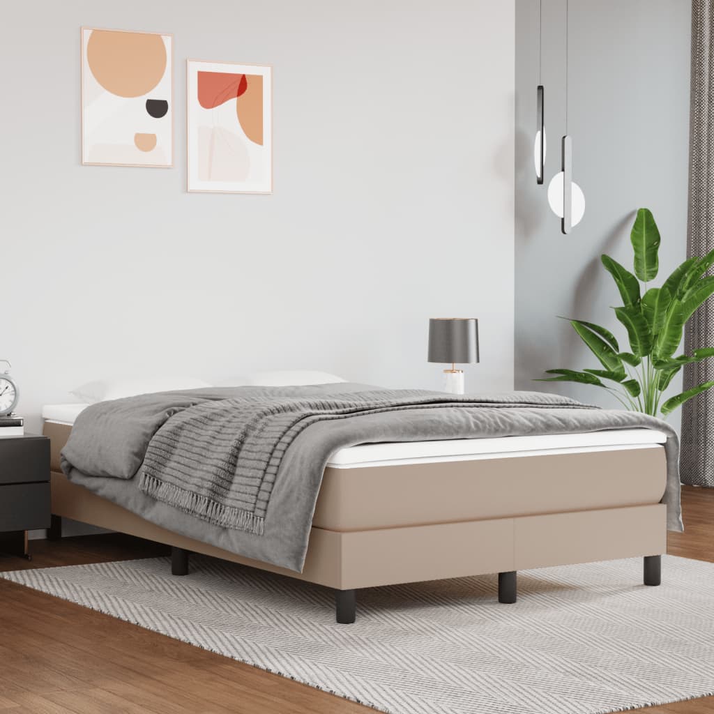 kontinentalseng 120x200 cm kunstlæder cappuccinofarvet