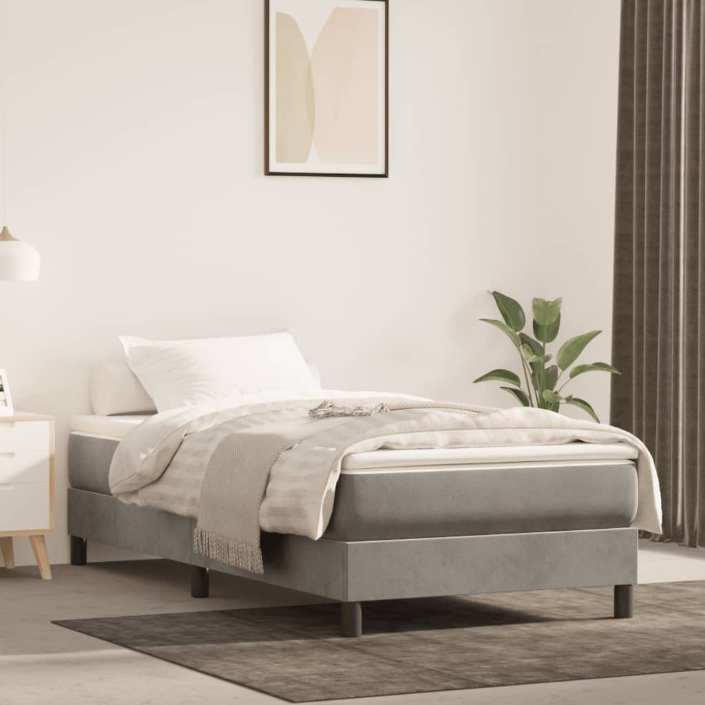 kontinentalseng med madras 100x200 cmfløjl lysegrå
