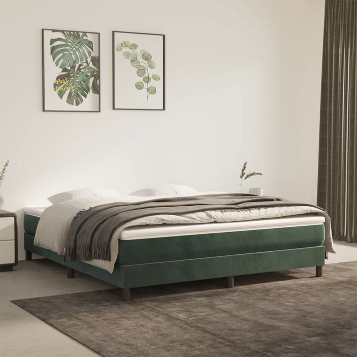 kontinentalseng med madras 180x200 cm fløjl mørkegrøn