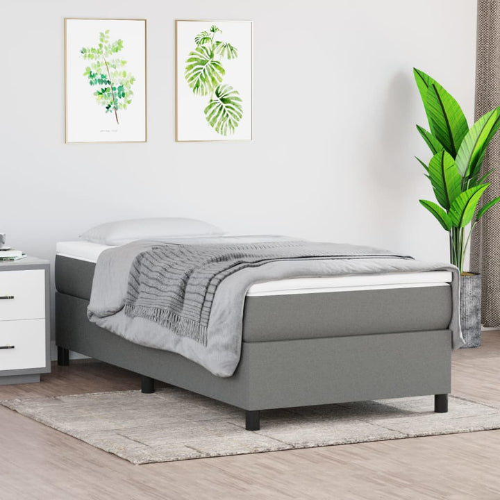 kontinentalseng med madras 90x190 cm stof mørkegrå