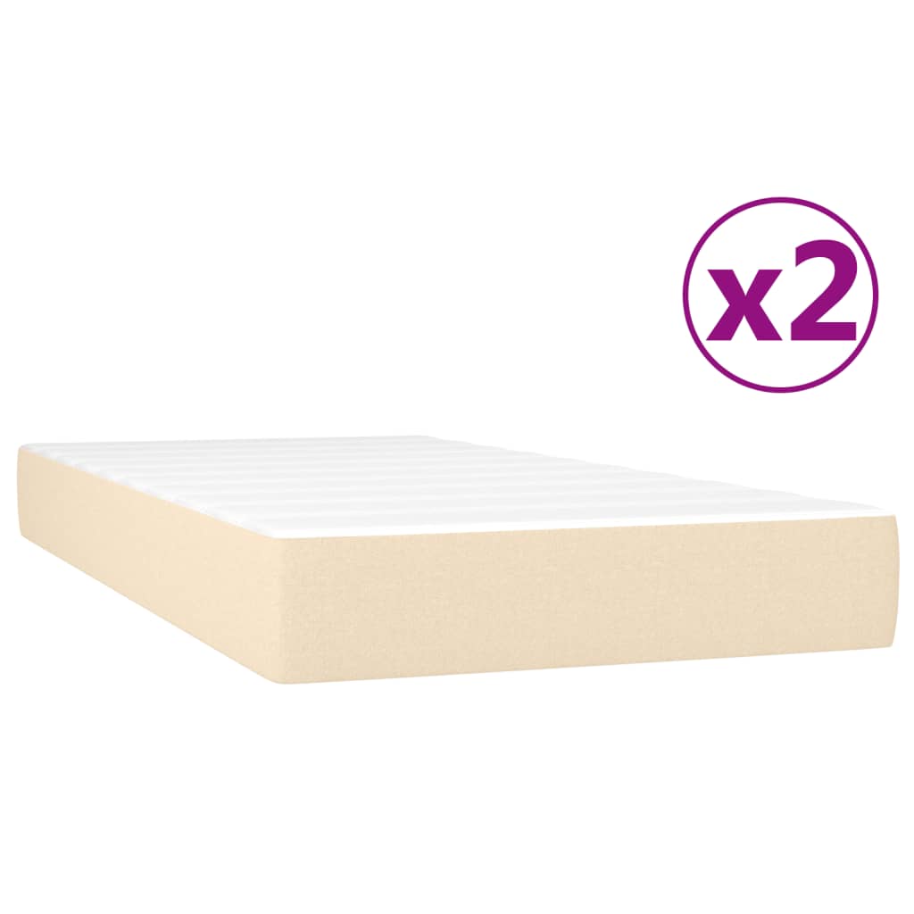 kontinentalseng 200x200 cm stof cremefarvet