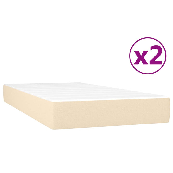 kontinentalseng 200x200 cm stof cremefarvet