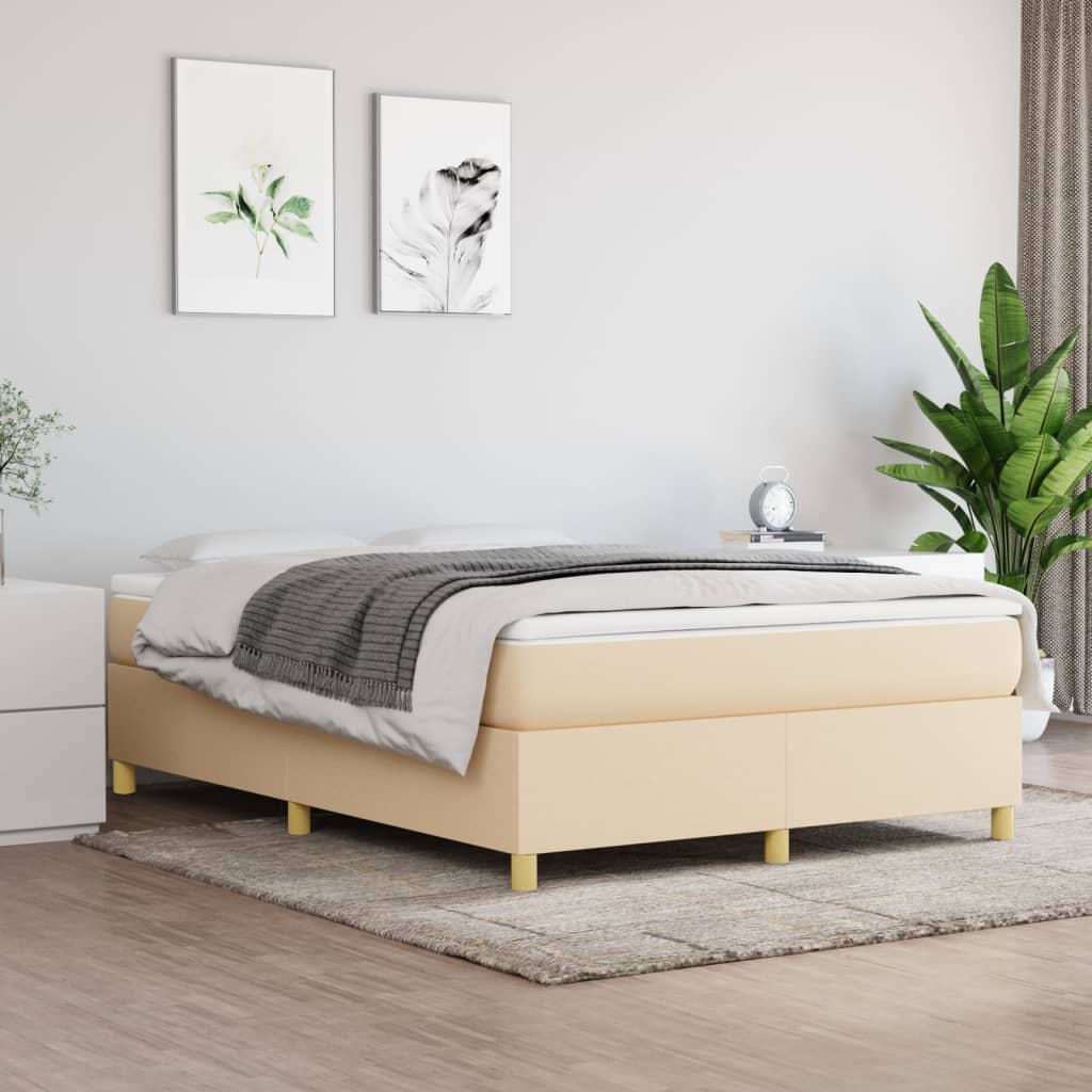 kontinentalseng 140x190 cm stof cremefarvet
