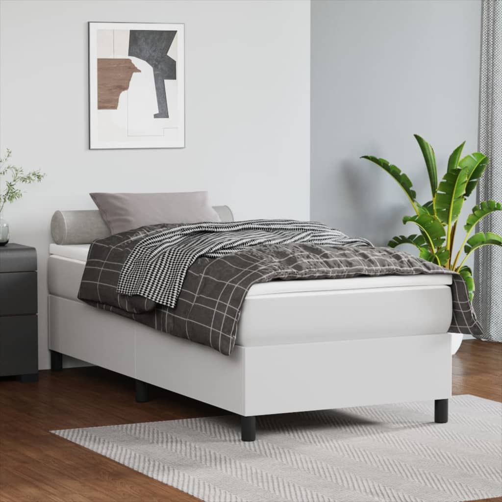 kontinentalseng 80x200 cm kunstlæder hvid