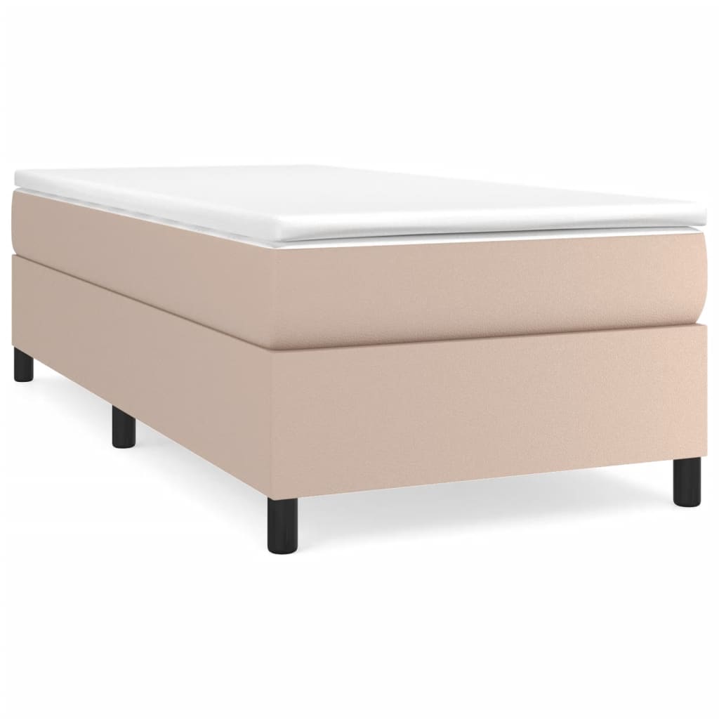 kontinentalseng 90x190 cm kunstlæder cappuccinofarvet