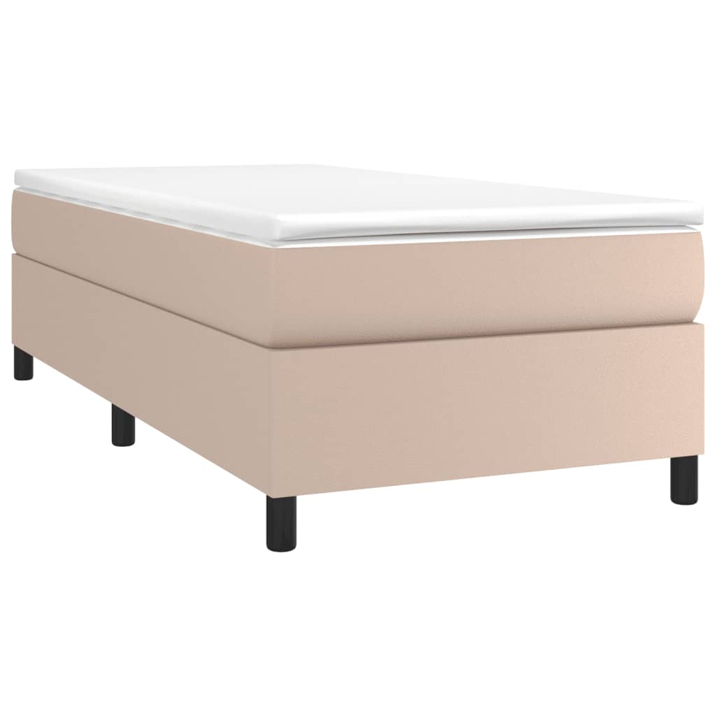 kontinentalseng 90x190 cm kunstlæder cappuccinofarvet