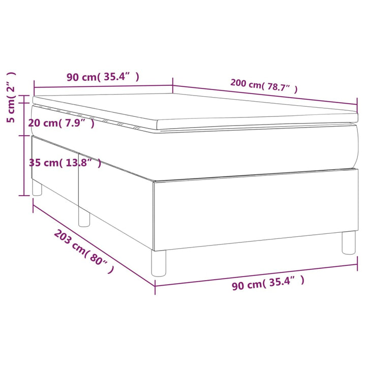 kontinentalseng 90x200 cm kunstlæder hvid