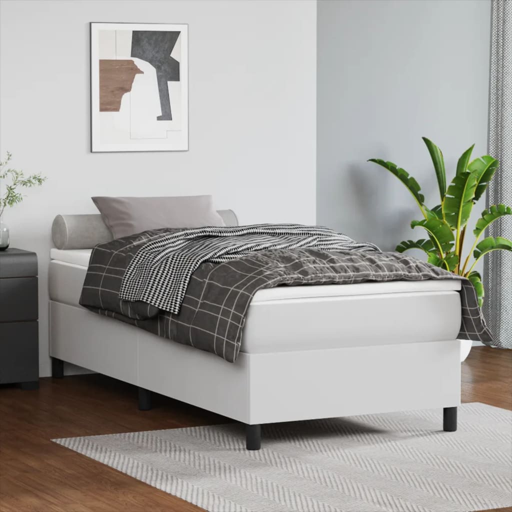 kontinentalseng 90x200 cm kunstlæder hvid