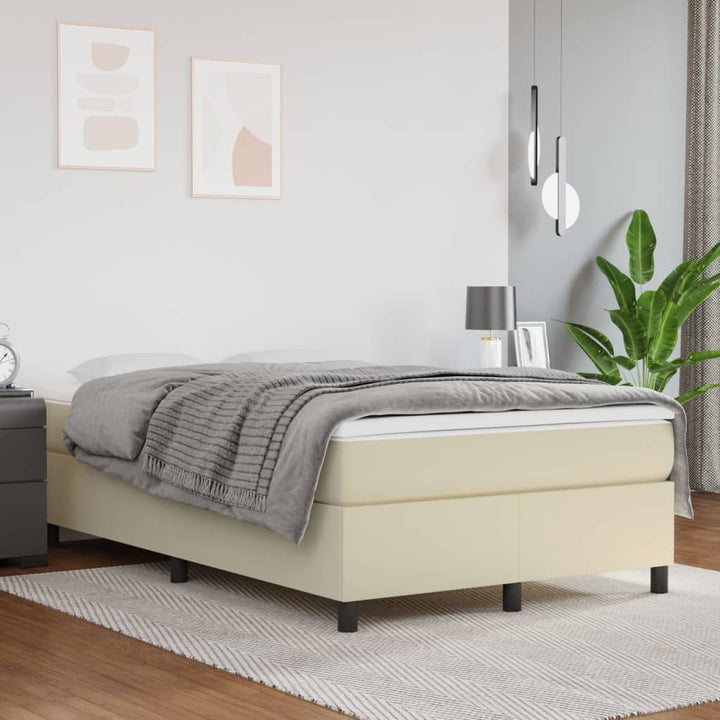 kontinentalseng 120x200 cm kunstlæder cremefarvet