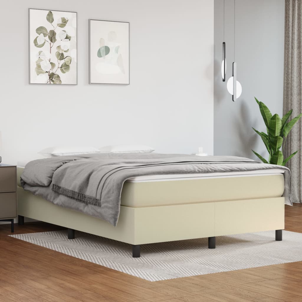 kontinentalseng 140x190 cm kunstlæder cremefarvet