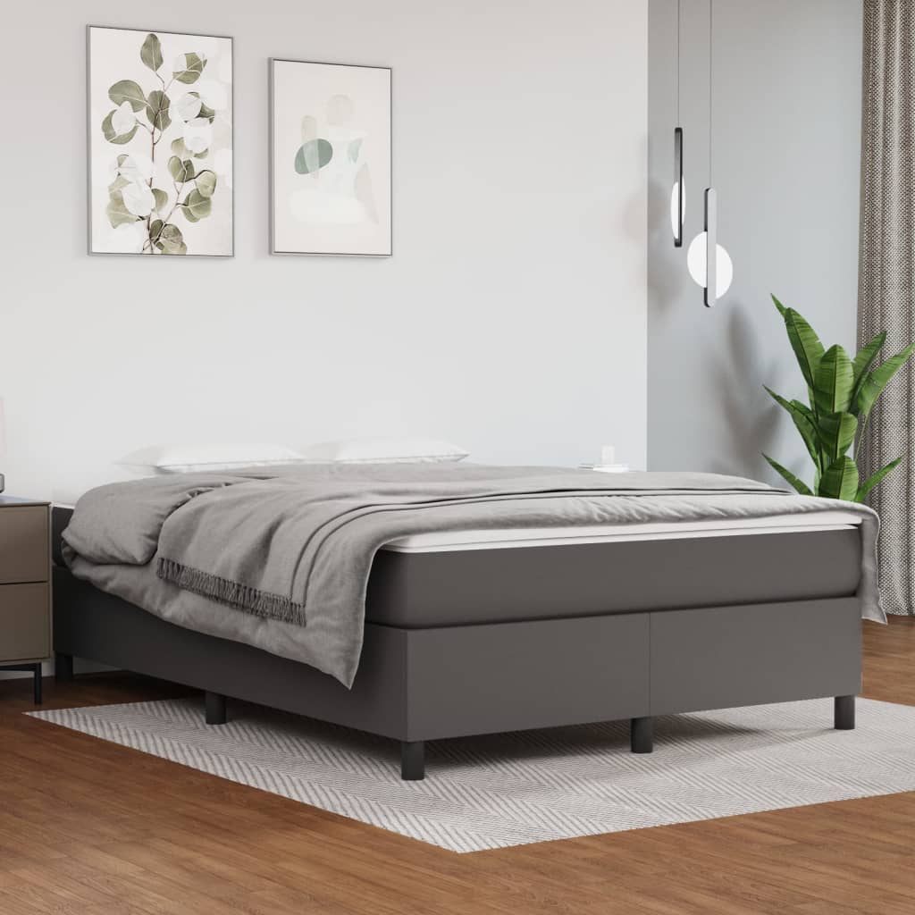 kontinentalseng 140x190 cm kunstlæder grå