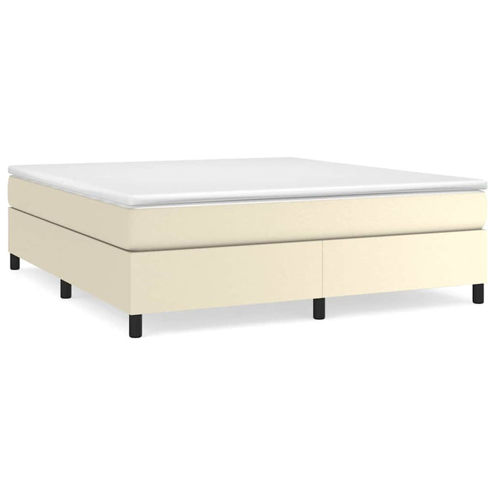 kontinentalseng 160x200 cm kunstlæder cremefarvet
