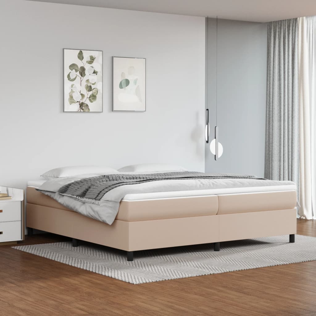 kontinentalseng 200x200 cm kunstlæder cappuccinofarvet