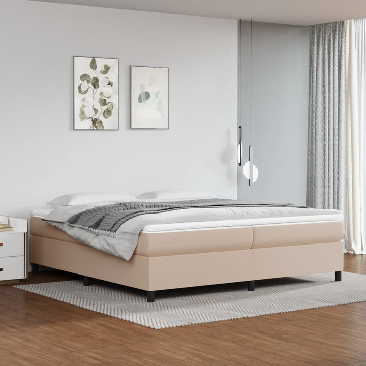 kontinentalseng 200x200 cm kunstlæder cappuccinofarvet