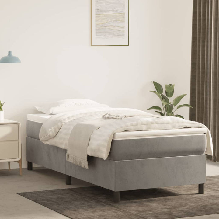 kontinentalseng med madras 100x200 cmfløjl lysegrå
