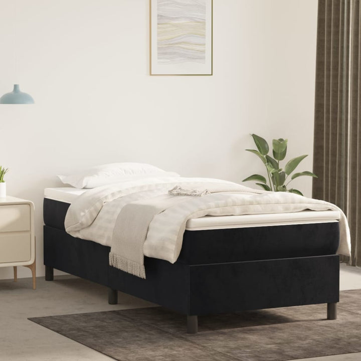 kontinentalseng med madras 100x200 cm fløjl sort