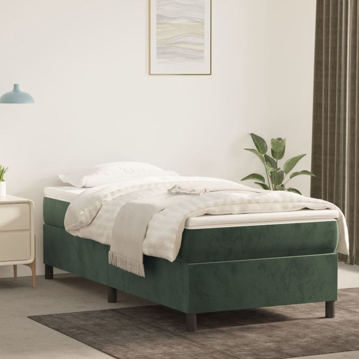 kontinentalseng med madras 100x200 cm fløjl mørkegrøn