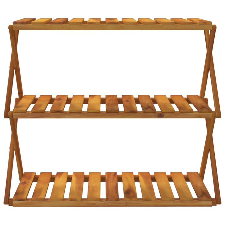 foldbar reol med 3 hylder 70x31x63 cm massivt akacietræ brun