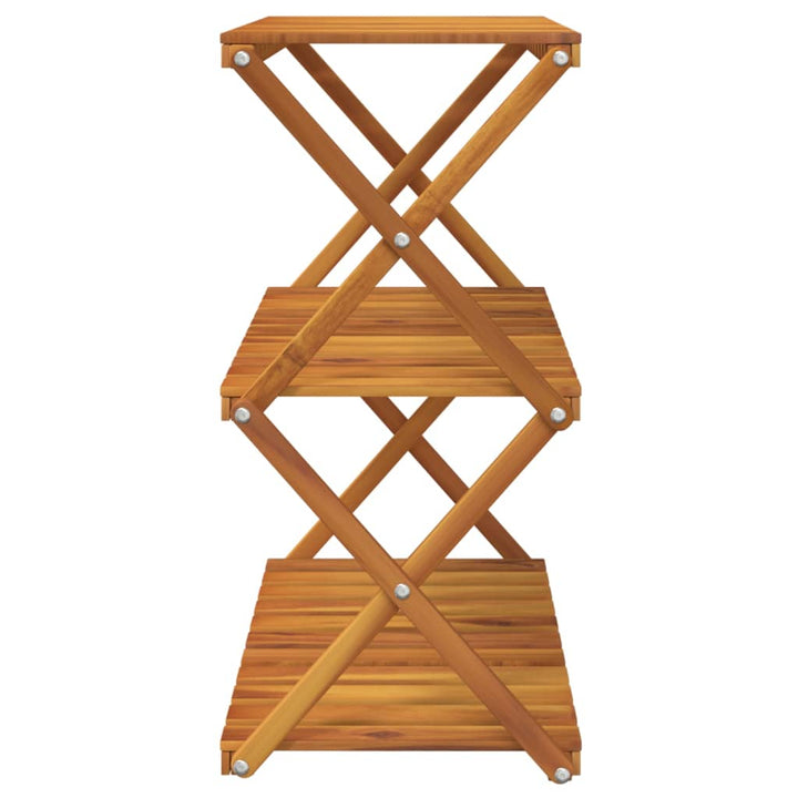 foldbar reol med 3 hylder 70x31x63 cm massivt akacietræ brun