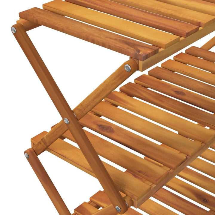 foldbar reol med 3 hylder 70x31x63 cm massivt akacietræ brun