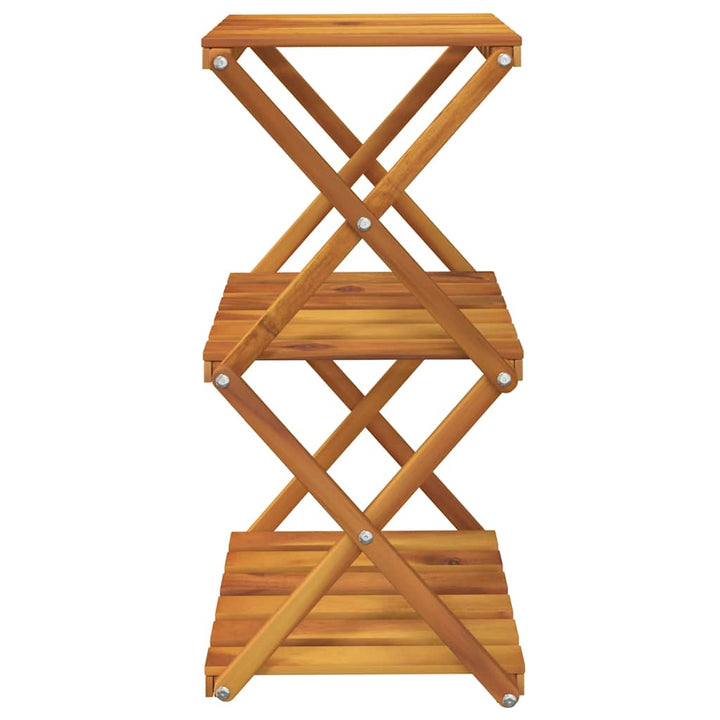 foldbar reol med 3 hylder 43x31x63 cm massivt akacietræ brun