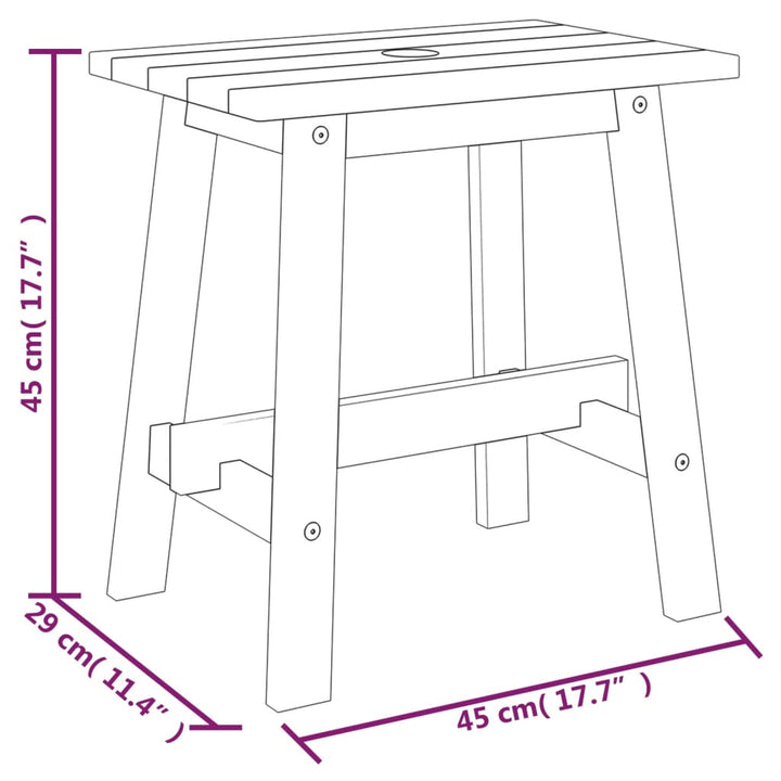 taburet 45x29x45 cm rektangulær massivt akacietræ