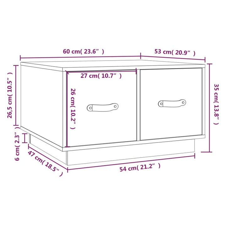 sofabord 60x53x35 cm massivt fyrretræ hvid