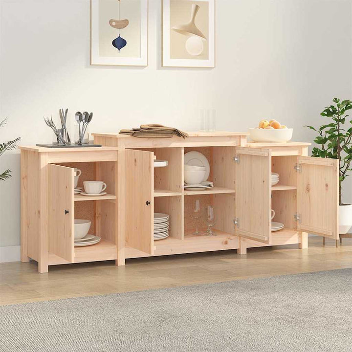 skænk 164x37x68 cm massivt træ fyrretræ