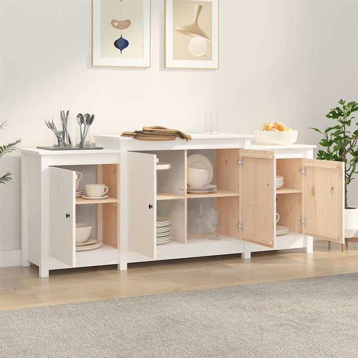 skænk 164x37x68 cm massivt fyrretræ hvid