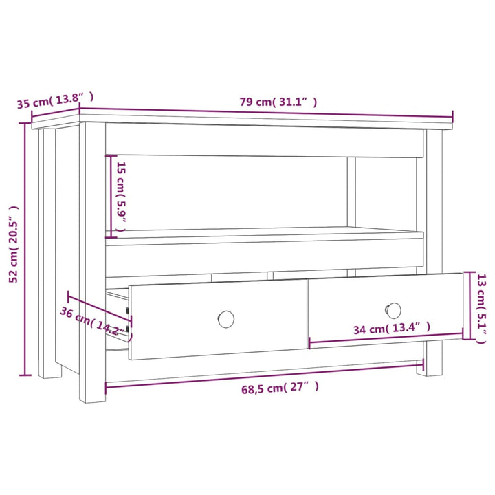 tv-bord 79x35x52 cm massivt fyrretræ