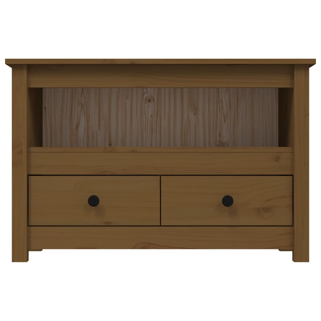 tv-bord 79x35x52 cm massivt fyrretræ gyldenbrun