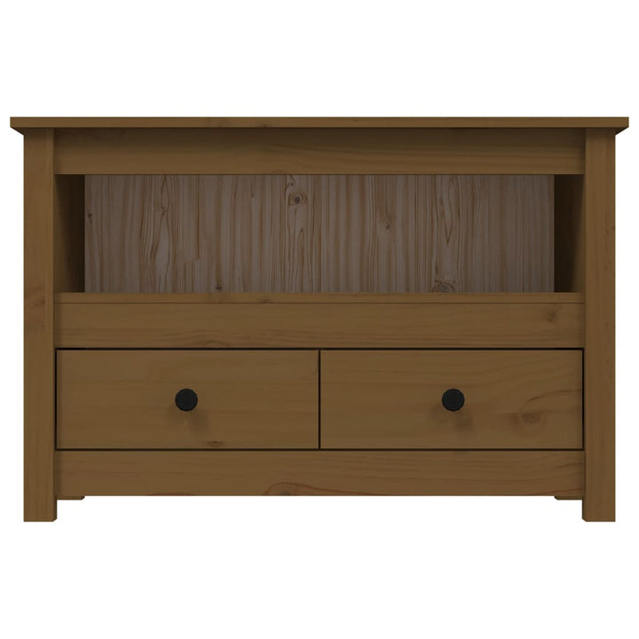 tv-bord 79x35x52 cm massivt fyrretræ gyldenbrun