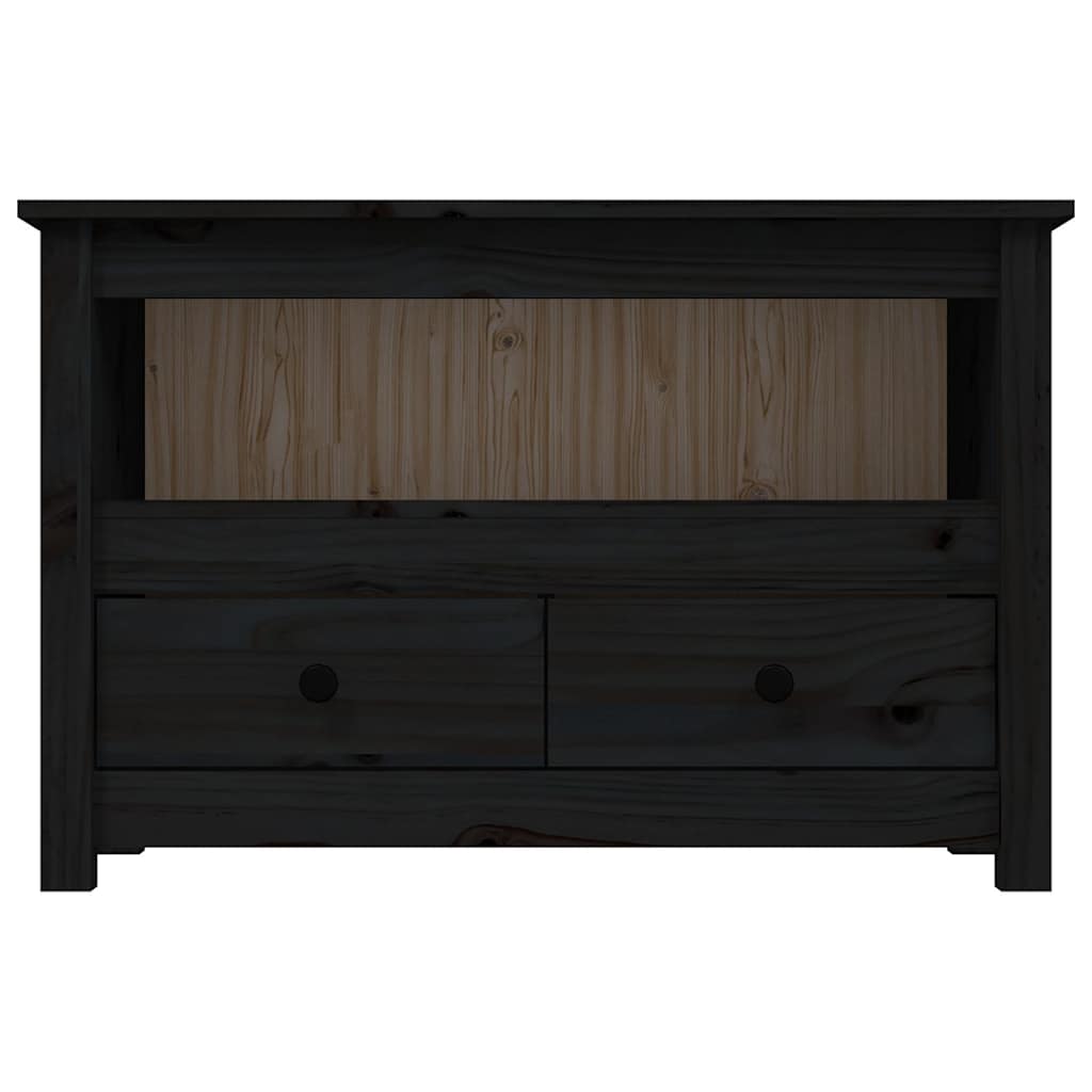 tv-bord 79x35x52 cm massivt fyrretræ sort