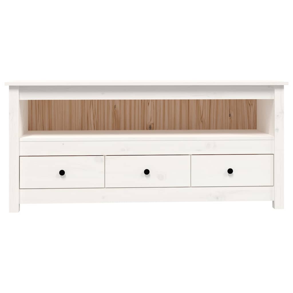 tv-bord 114x35x52 cm massivt fyrretræ hvid