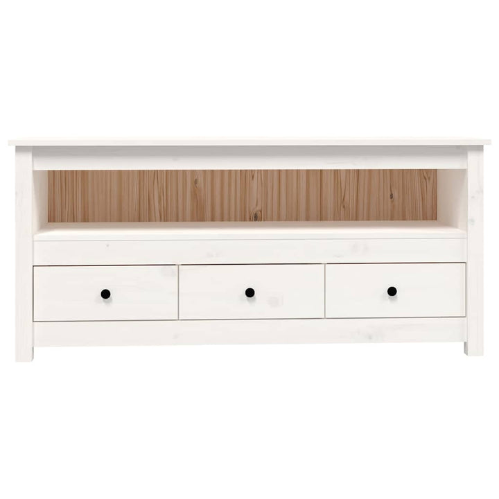 tv-bord 114x35x52 cm massivt fyrretræ hvid
