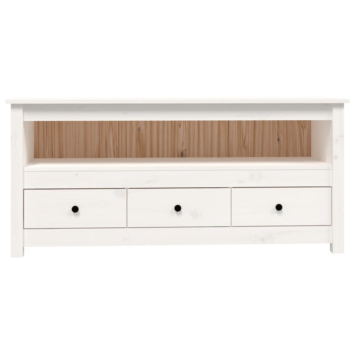 tv-bord 114x35x52 cm massivt fyrretræ hvid