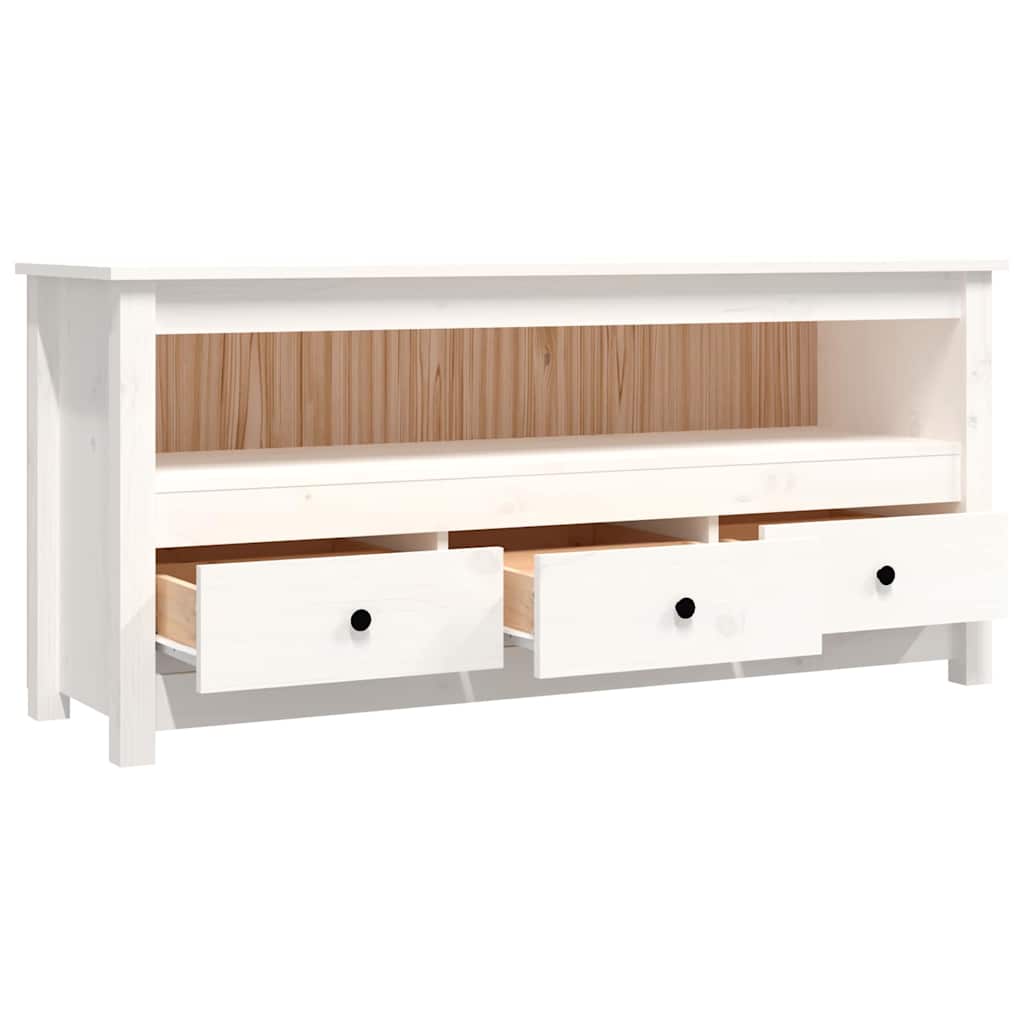 tv-bord 114x35x52 cm massivt fyrretræ hvid