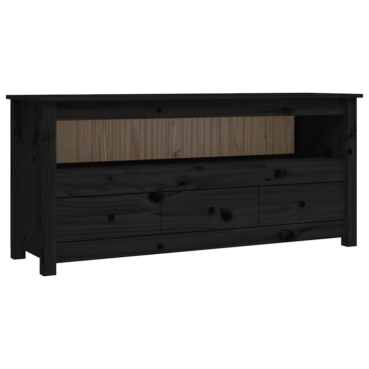 tv-bord 114x35x52 cm massivt fyrretræ sort